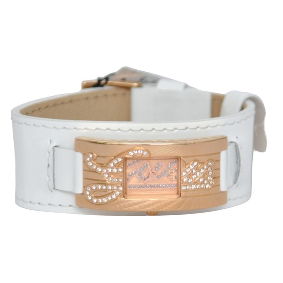 Guess Women\'s Crystals Rectangular Analog Watch White Leather Band W10257L1 Nwt main image 7